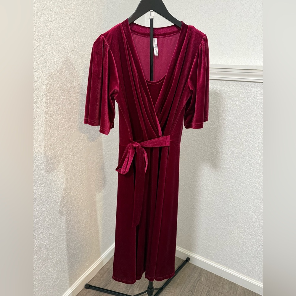 Latched Mama Deep Red Velvet Dress